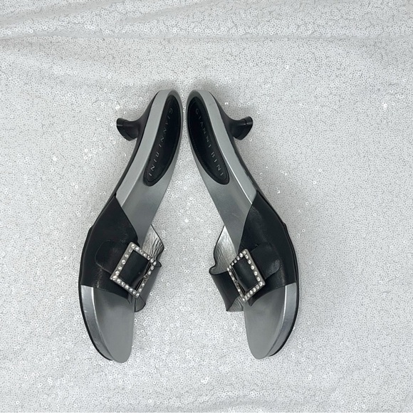 Gianni Bini Dazzle silver and black slide on kitten heels - Picture 4 of 13